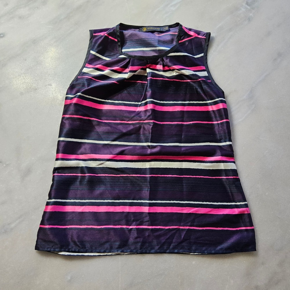 Outback Red Womens XS Sleeveless‎ Top Striped Purple Pink Casual Blouse